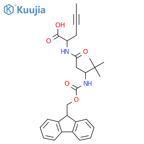 2-3-({(9H-fluoren-9-yl)methoxycarbonyl}amino)-4,4-dimethylpentanamidohex-4-ynoic acid structure