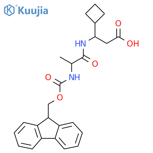 3-cyclobutyl-3-2-({(9H-fluoren-9-yl)methoxycarbonyl}amino)propanamidopropanoic acid structure