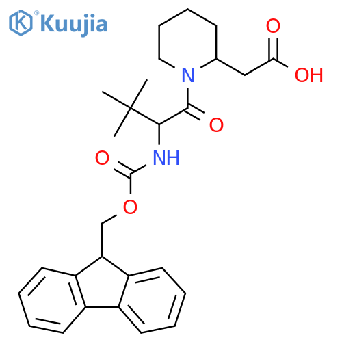 2-{1-2-({(9H-fluoren-9-yl)methoxycarbonyl}amino)-3,3-dimethylbutanoylpiperidin-2-yl}acetic acid structure