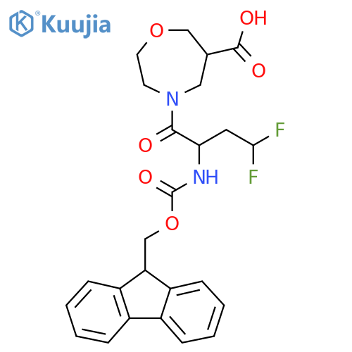 4-2-({(9H-fluoren-9-yl)methoxycarbonyl}amino)-4,4-difluorobutanoyl-1,4-oxazepane-6-carboxylic acid structure