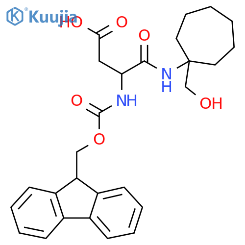 3-({(9H-fluoren-9-yl)methoxycarbonyl}amino)-3-{1-(hydroxymethyl)cycloheptylcarbamoyl}propanoic acid structure