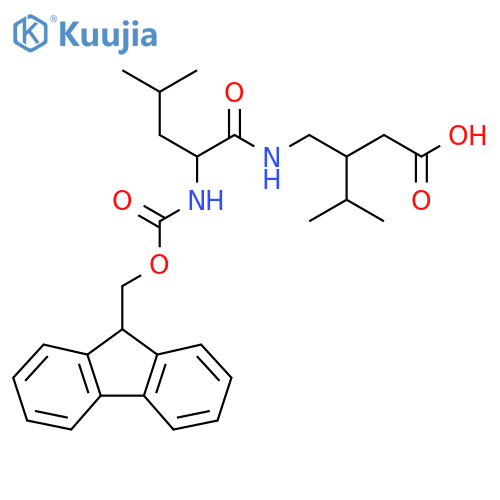 3-{2-({(9H-fluoren-9-yl)methoxycarbonyl}amino)-4-methylpentanamidomethyl}-4-methylpentanoic acid structure