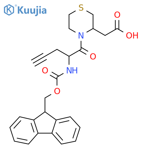 2-{4-2-({(9H-fluoren-9-yl)methoxycarbonyl}amino)pent-4-ynoylthiomorpholin-3-yl}acetic acid structure