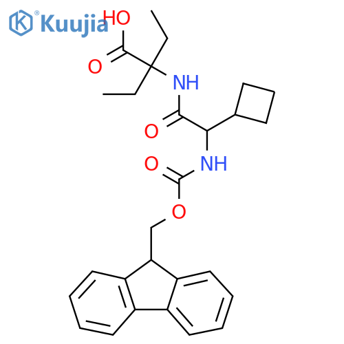2-2-cyclobutyl-2-({(9H-fluoren-9-yl)methoxycarbonyl}amino)acetamido-2-ethylbutanoic acid structure