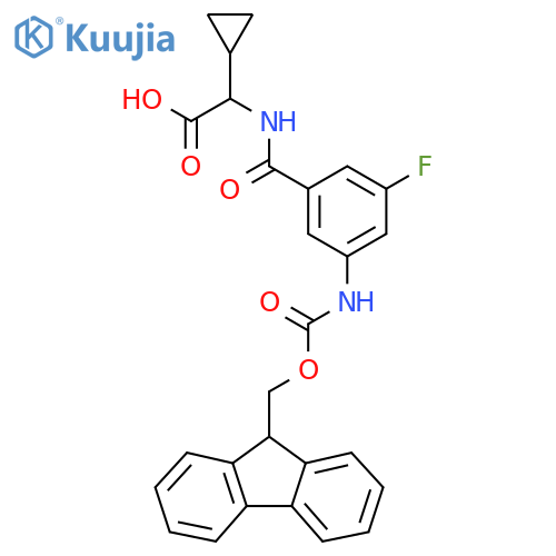 2-cyclopropyl-2-{3-({(9H-fluoren-9-yl)methoxycarbonyl}amino)-5-fluorophenylformamido}acetic acid structure