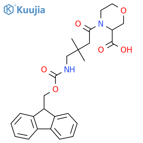 4-4-({(9H-fluoren-9-yl)methoxycarbonyl}amino)-3,3-dimethylbutanoylmorpholine-3-carboxylic acid structure