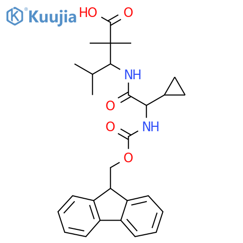 3-2-cyclopropyl-2-({(9H-fluoren-9-yl)methoxycarbonyl}amino)acetamido-2,2,4-trimethylpentanoic acid structure