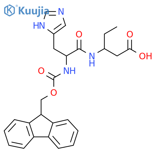 3-2-({(9H-fluoren-9-yl)methoxycarbonyl}amino)-3-(1H-imidazol-4-yl)propanamidopentanoic acid structure