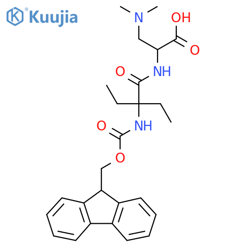 3-(dimethylamino)-2-2-ethyl-2-({(9H-fluoren-9-yl)methoxycarbonyl}amino)butanamidopropanoic acid structure