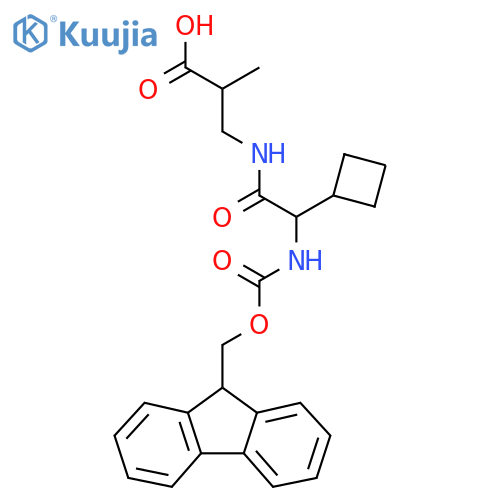 3-2-cyclobutyl-2-({(9H-fluoren-9-yl)methoxycarbonyl}amino)acetamido-2-methylpropanoic acid structure