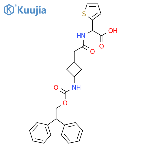 2-{2-3-({(9H-fluoren-9-yl)methoxycarbonyl}amino)cyclobutylacetamido}-2-(thiophen-2-yl)acetic acid structure