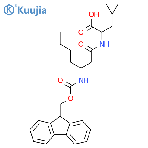 3-cyclopropyl-2-3-({(9H-fluoren-9-yl)methoxycarbonyl}amino)heptanamidopropanoic acid structure