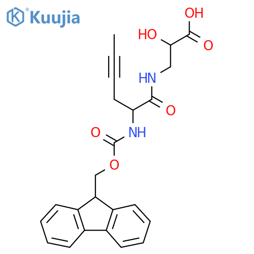 3-2-({(9H-fluoren-9-yl)methoxycarbonyl}amino)hex-4-ynamido-2-hydroxypropanoic acid structure