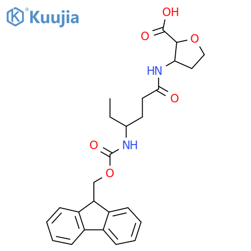 3-4-({(9H-fluoren-9-yl)methoxycarbonyl}amino)hexanamidooxolane-2-carboxylic acid structure