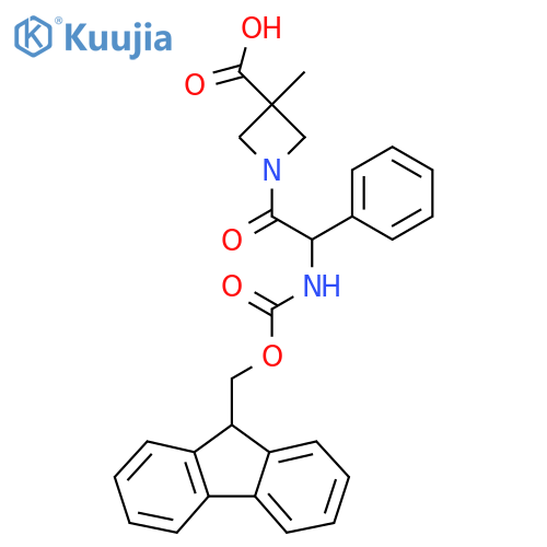 1-[2-({[(9H-fluoren-9-yl)methoxy]carbonyl}amino)-2-phenylacetyl]-3-methylazetidine-3-carboxylic acid structure