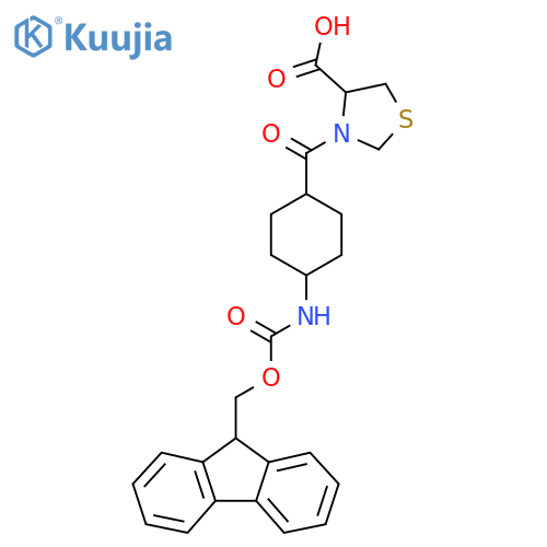 3-4-({(9H-fluoren-9-yl)methoxycarbonyl}amino)cyclohexanecarbonyl-1,3-thiazolidine-4-carboxylic acid structure