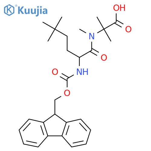 2-2-({(9H-fluoren-9-yl)methoxycarbonyl}amino)-N,5,5-trimethylhexanamido-2-methylpropanoic acid structure