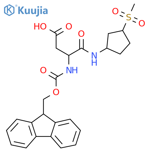 3-({(9H-fluoren-9-yl)methoxycarbonyl}amino)-3-(3-methanesulfonylcyclopentyl)carbamoylpropanoic acid structure