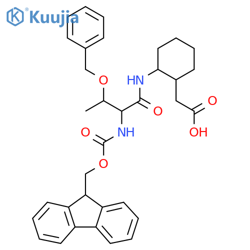 2-{2-3-(benzyloxy)-2-({(9H-fluoren-9-yl)methoxycarbonyl}amino)butanamidocyclohexyl}acetic acid structure
