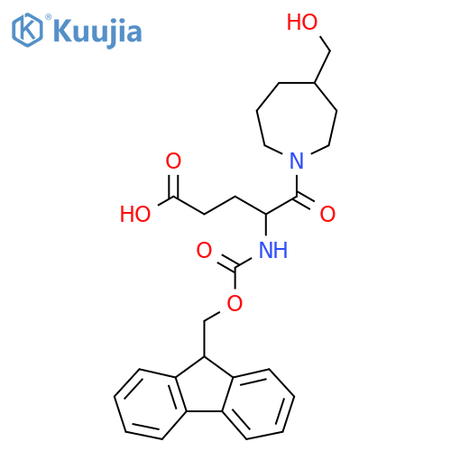 4-({(9H-fluoren-9-yl)methoxycarbonyl}amino)-5-4-(hydroxymethyl)azepan-1-yl-5-oxopentanoic acid structure