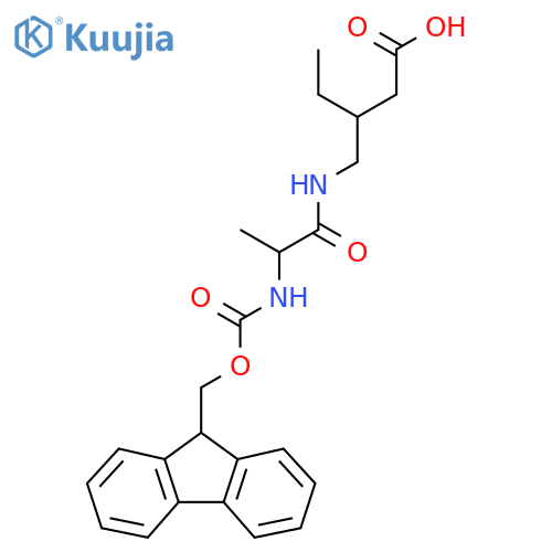 3-{2-({(9H-fluoren-9-yl)methoxycarbonyl}amino)propanamidomethyl}pentanoic acid structure