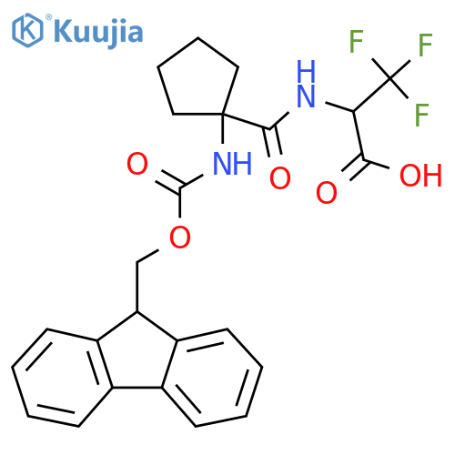 2-{1-({(9H-fluoren-9-yl)methoxycarbonyl}amino)cyclopentylformamido}-3,3,3-trifluoropropanoic acid structure