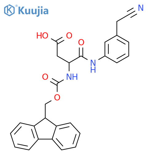 3-{3-(cyanomethyl)phenylcarbamoyl}-3-({(9H-fluoren-9-yl)methoxycarbonyl}amino)propanoic acid structure