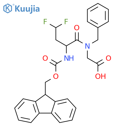2-N-benzyl-2-({(9H-fluoren-9-yl)methoxycarbonyl}amino)-4,4-difluorobutanamidoacetic acid structure