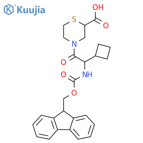 4-2-cyclobutyl-2-({(9H-fluoren-9-yl)methoxycarbonyl}amino)acetylthiomorpholine-2-carboxylic acid structure