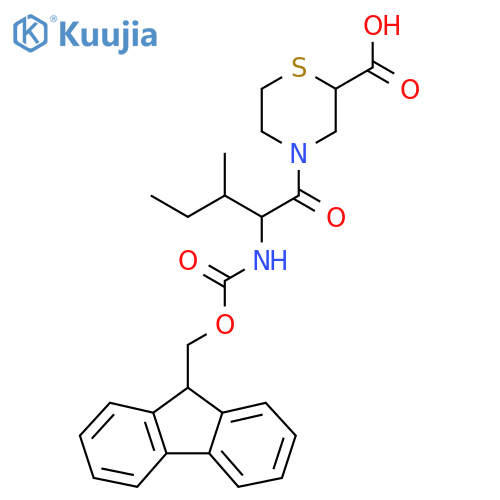 4-2-({(9H-fluoren-9-yl)methoxycarbonyl}amino)-3-methylpentanoylthiomorpholine-2-carboxylic acid structure