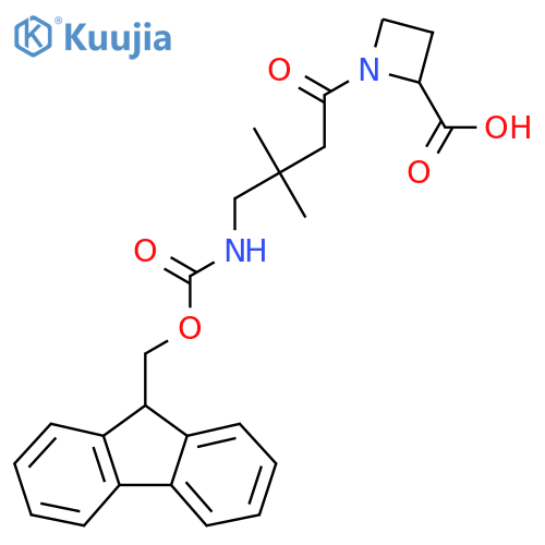 1-4-({(9H-fluoren-9-yl)methoxycarbonyl}amino)-3,3-dimethylbutanoylazetidine-2-carboxylic acid structure