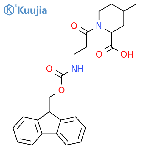 1-3-({(9H-fluoren-9-yl)methoxycarbonyl}amino)propanoyl-4-methylpiperidine-2-carboxylic acid structure