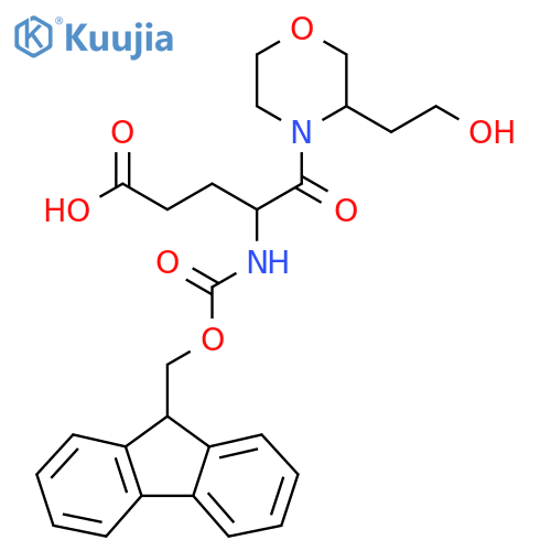 4-({(9H-fluoren-9-yl)methoxycarbonyl}amino)-5-3-(2-hydroxyethyl)morpholin-4-yl-5-oxopentanoic acid structure