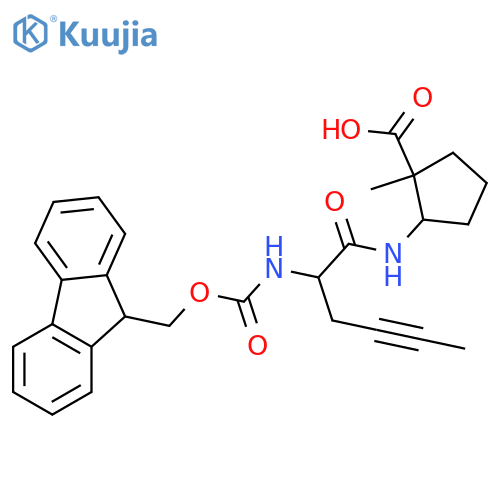 2-2-({(9H-fluoren-9-yl)methoxycarbonyl}amino)hex-4-ynamido-1-methylcyclopentane-1-carboxylic acid structure