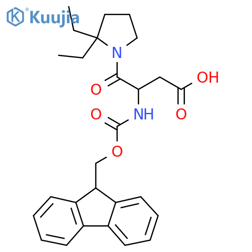 4-(2,2-diethylpyrrolidin-1-yl)-3-({(9H-fluoren-9-yl)methoxycarbonyl}amino)-4-oxobutanoic acid structure