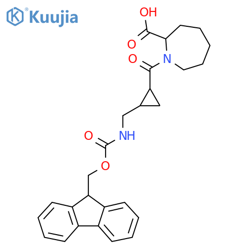 1-{2-({(9H-fluoren-9-yl)methoxycarbonyl}amino)methylcyclopropanecarbonyl}azepane-2-carboxylic acid structure