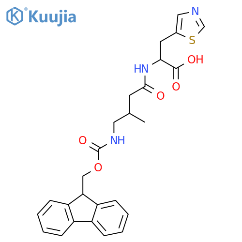 2-4-({(9H-fluoren-9-yl)methoxycarbonyl}amino)-3-methylbutanamido-3-(1,3-thiazol-5-yl)propanoic acid structure