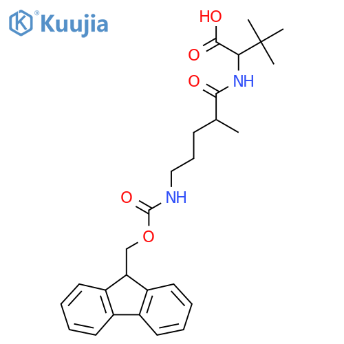 2-5-({(9H-fluoren-9-yl)methoxycarbonyl}amino)-2-methylpentanamido-3,3-dimethylbutanoic acid structure