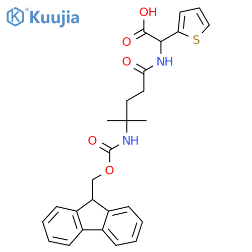 2-4-({(9H-fluoren-9-yl)methoxycarbonyl}amino)-4-methylpentanamido-2-(thiophen-2-yl)acetic acid structure