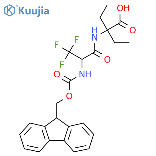 2-ethyl-2-2-({(9H-fluoren-9-yl)methoxycarbonyl}amino)-3,3,3-trifluoropropanamidobutanoic acid structure