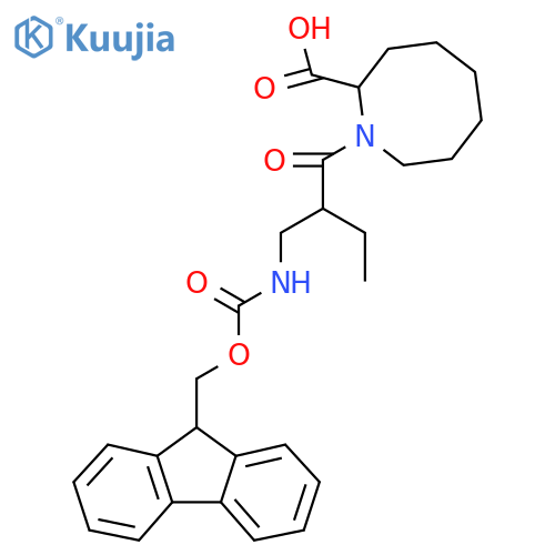 1-{2-({(9H-fluoren-9-yl)methoxycarbonyl}amino)methylbutanoyl}azocane-2-carboxylic acid structure