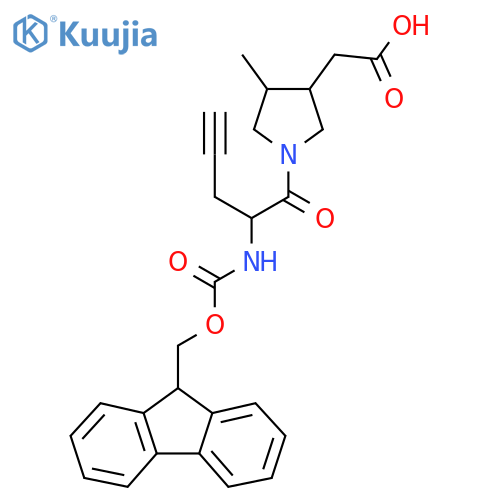 2-{1-2-({(9H-fluoren-9-yl)methoxycarbonyl}amino)pent-4-ynoyl-4-methylpyrrolidin-3-yl}acetic acid structure