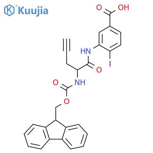 3-2-({(9H-fluoren-9-yl)methoxycarbonyl}amino)pent-4-ynamido-4-iodobenzoic acid structure