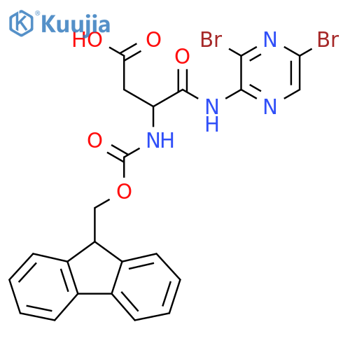 3-(3,5-dibromopyrazin-2-yl)carbamoyl-3-({(9H-fluoren-9-yl)methoxycarbonyl}amino)propanoic acid structure