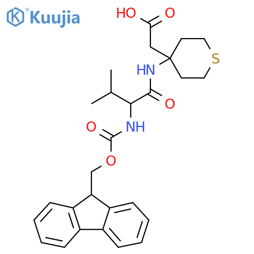 2-{4-2-({(9H-fluoren-9-yl)methoxycarbonyl}amino)-3-methylbutanamidothian-4-yl}acetic acid structure