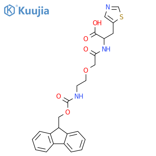 2-{2-2-({(9H-fluoren-9-yl)methoxycarbonyl}amino)ethoxyacetamido}-3-(1,3-thiazol-5-yl)propanoic acid structure