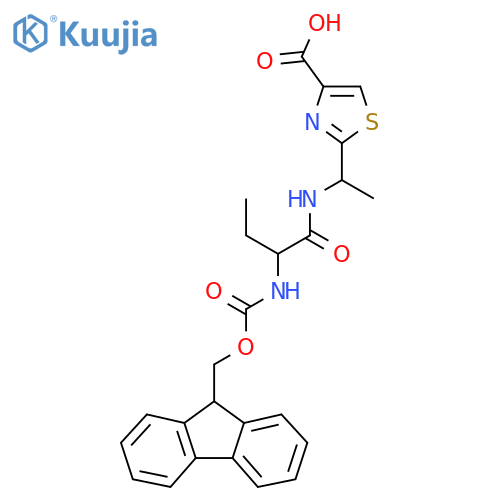 2-{1-2-({(9H-fluoren-9-yl)methoxycarbonyl}amino)butanamidoethyl}-1,3-thiazole-4-carboxylic acid structure