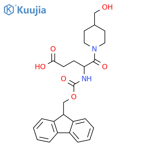 4-({(9H-fluoren-9-yl)methoxycarbonyl}amino)-5-4-(hydroxymethyl)piperidin-1-yl-5-oxopentanoic acid structure