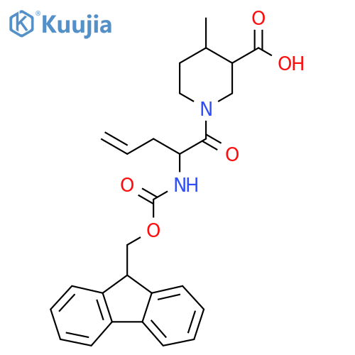 1-2-({(9H-fluoren-9-yl)methoxycarbonyl}amino)pent-4-enoyl-4-methylpiperidine-3-carboxylic acid structure