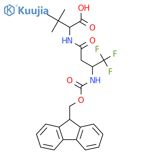 2-3-({(9H-fluoren-9-yl)methoxycarbonyl}amino)-4,4,4-trifluorobutanamido-3,3-dimethylbutanoic acid structure